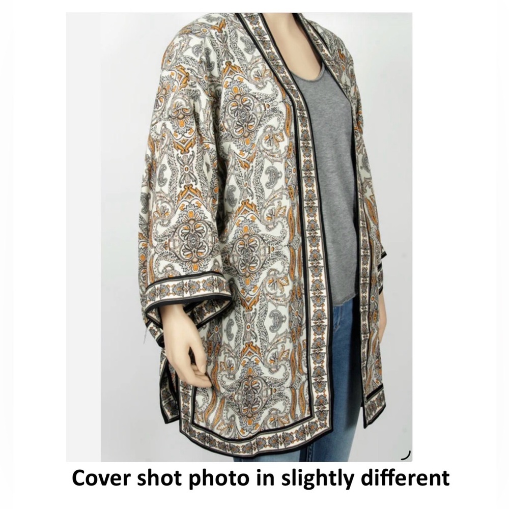 ***Max Studio*** Boho Open Kimono Paisley coverup .